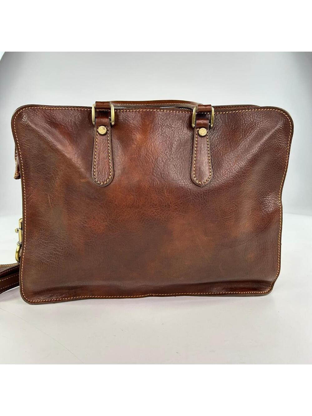 Firenze Giani Handmade Leather Briefcase Brown Made In Italy Shoulder Strap Bags - Picture 2 of 12